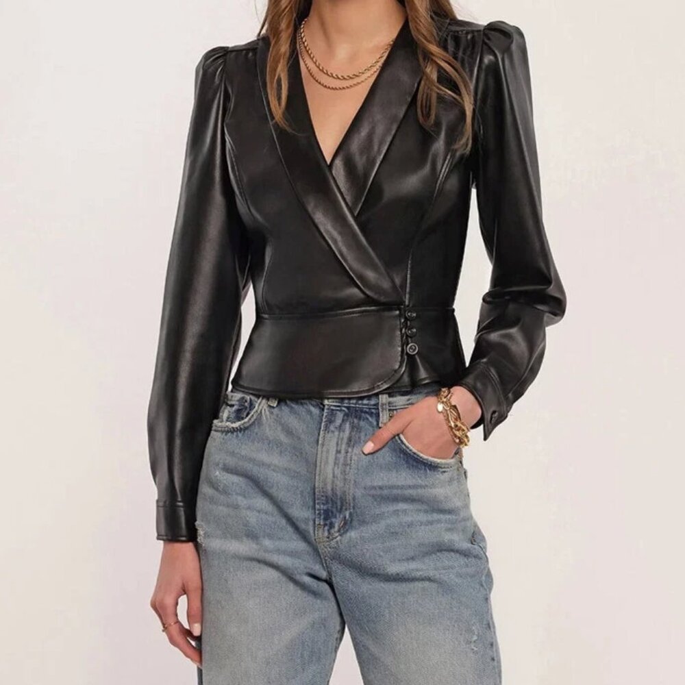 Heartloom Vegan Leather Wrap Top
